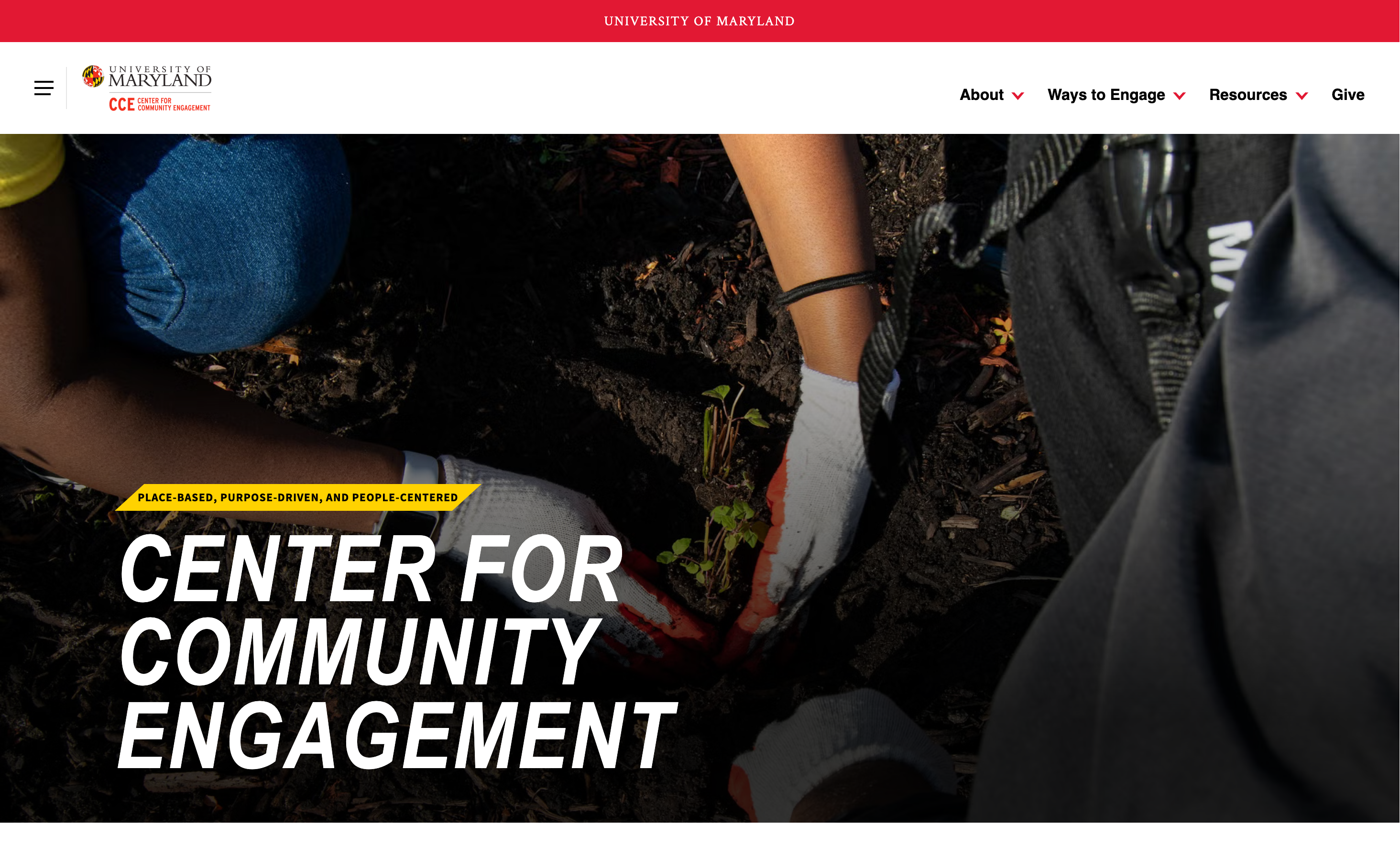 UMD Center for Community Engagement overview used to
frame the project problem